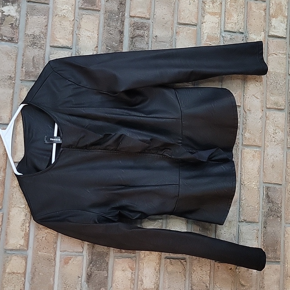 Venti6 Faux Leather Peplum Jacket Size Small